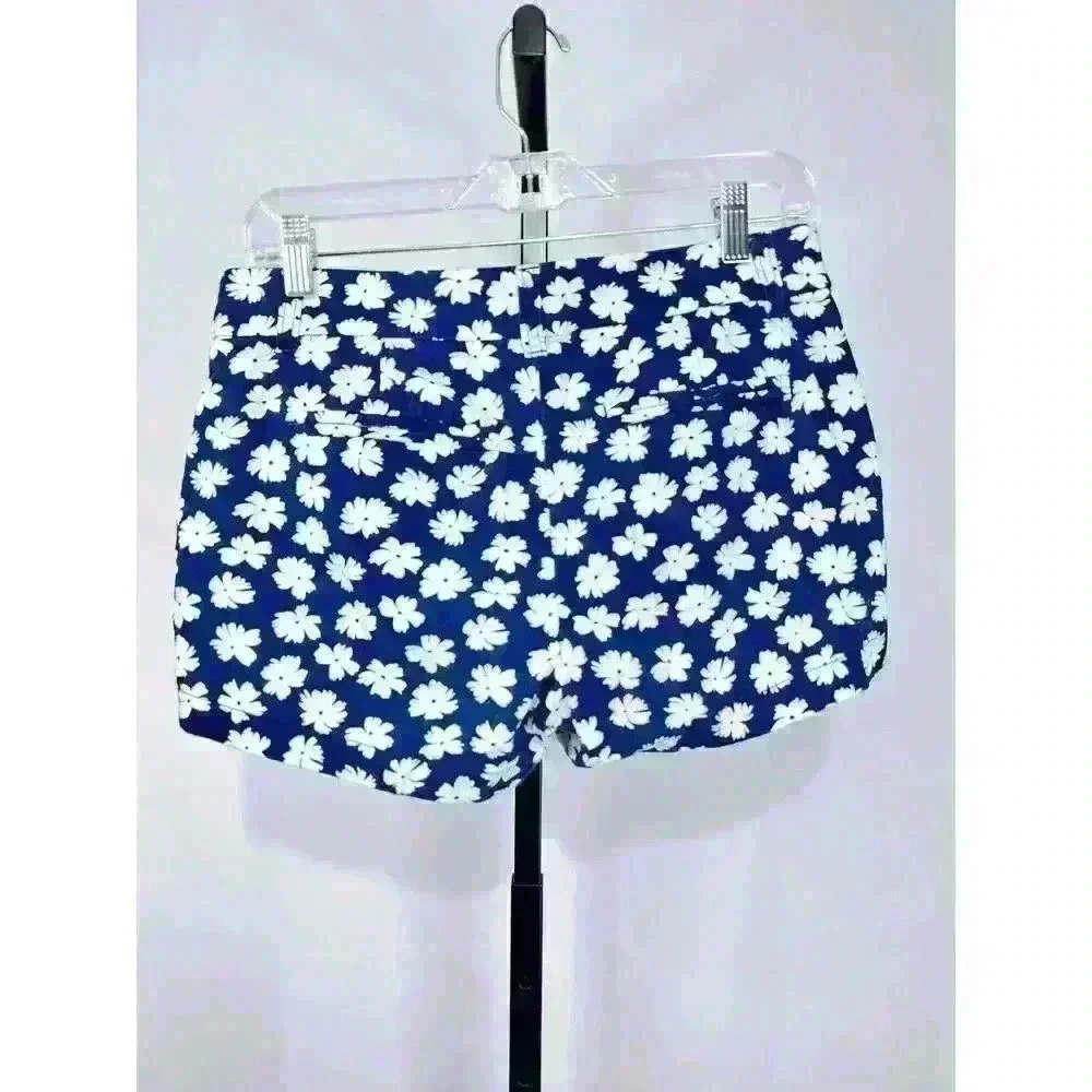 J Crew‎ Women's Shorts Navy Blue White Floral Print Size 4